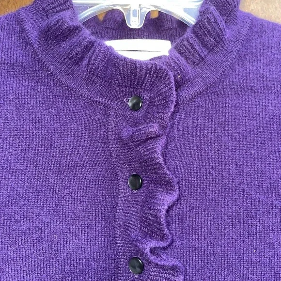 Charter Club PS Purple Ruffle Trim 2-Ply 100% Cashmere Pullover Sweater - Picture 4 of 6